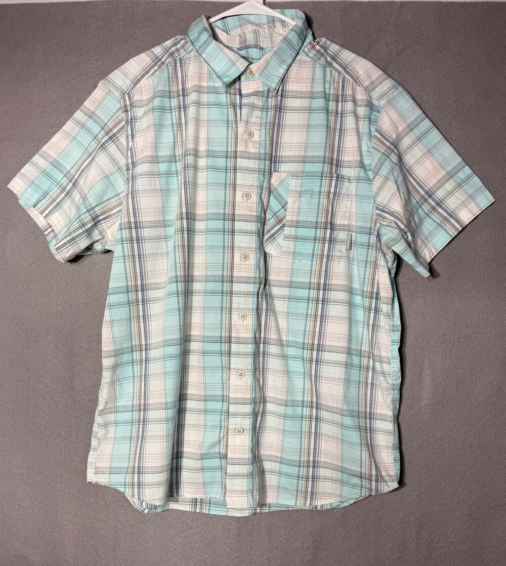 Columbia Short Sleeve Plaid Button Down Shirt Size L